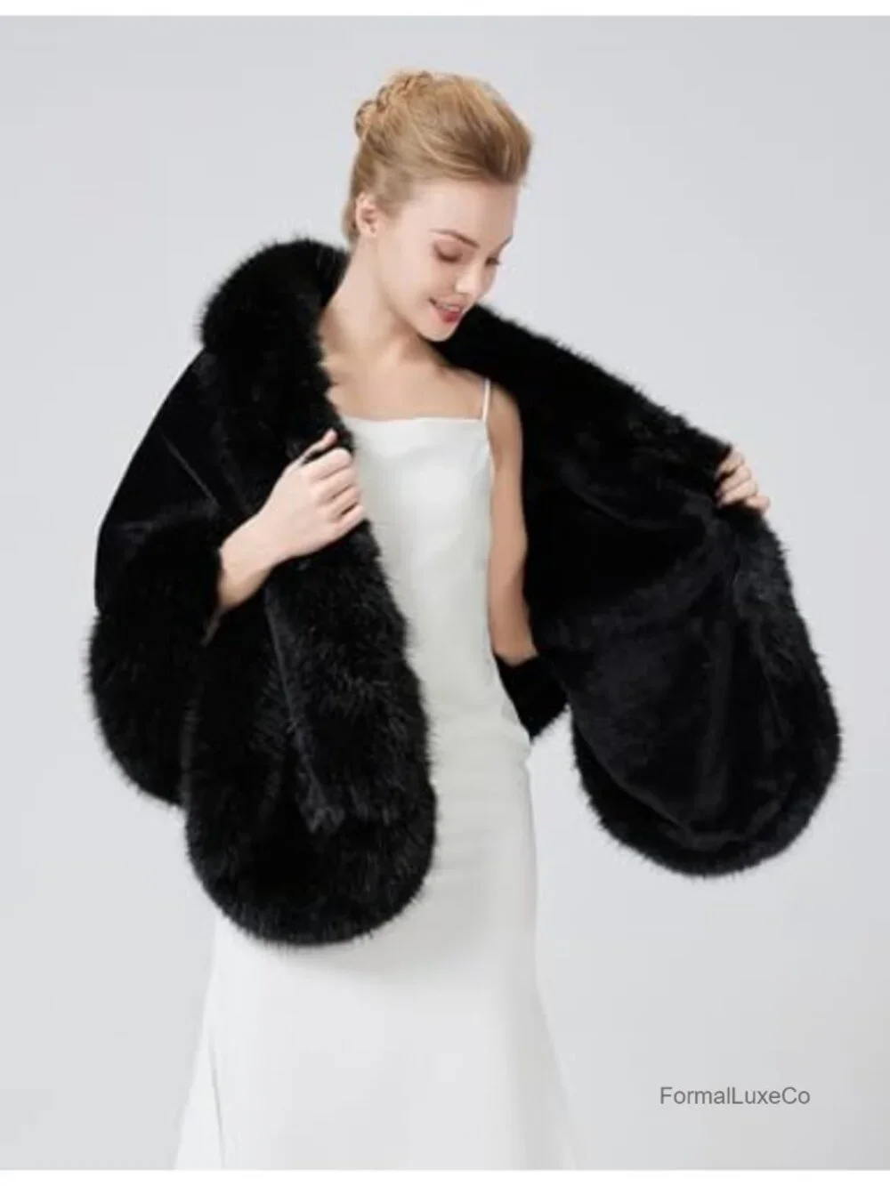 Faux Fur Shawl Wrap Stole for Bridal Wedding Bridesmaid Cape Bridal Shower